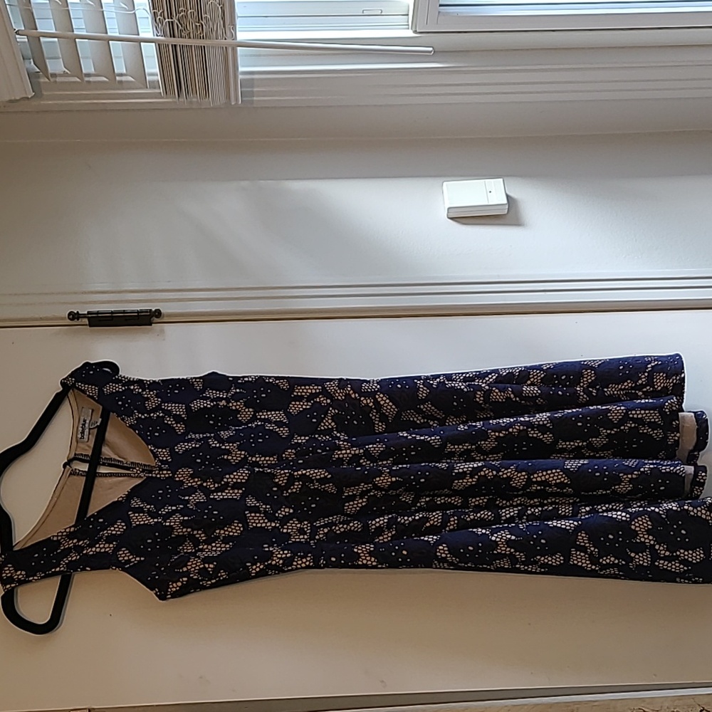 Nude and navy lace dress